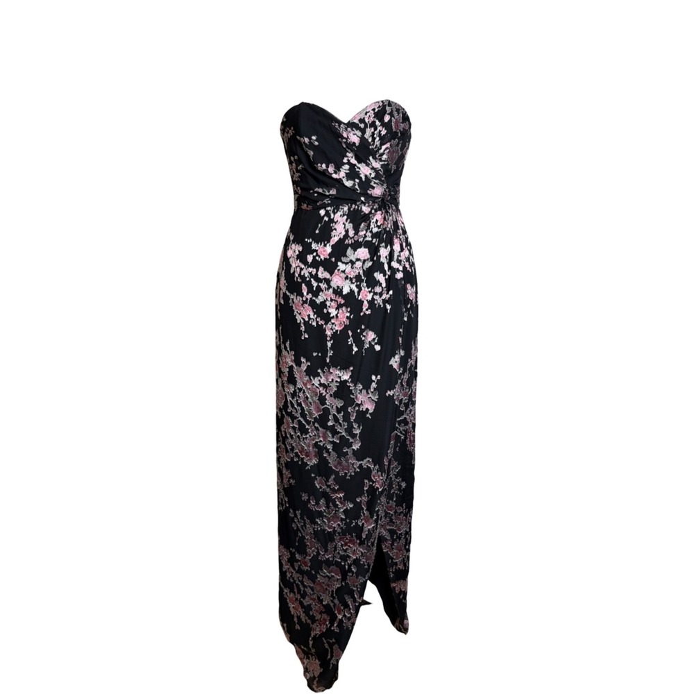 Chrissy Teigen x Revolve Evening Dress XS Black Floral Strapless Shirt Homecomin - Picture 3 of 11